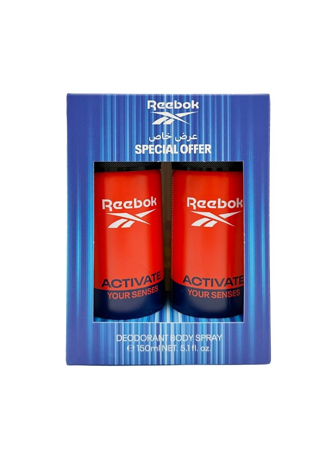Reebok Activate Deodorant Body Spray For Him 150Ml x2 - Image 1